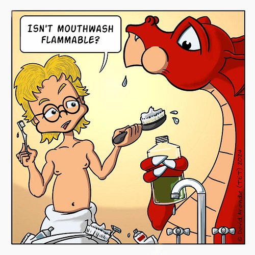 It may not be the funniest joke, but I do worry about the shower curtain if Red breathes out a little hot! #cartoonart #chara...