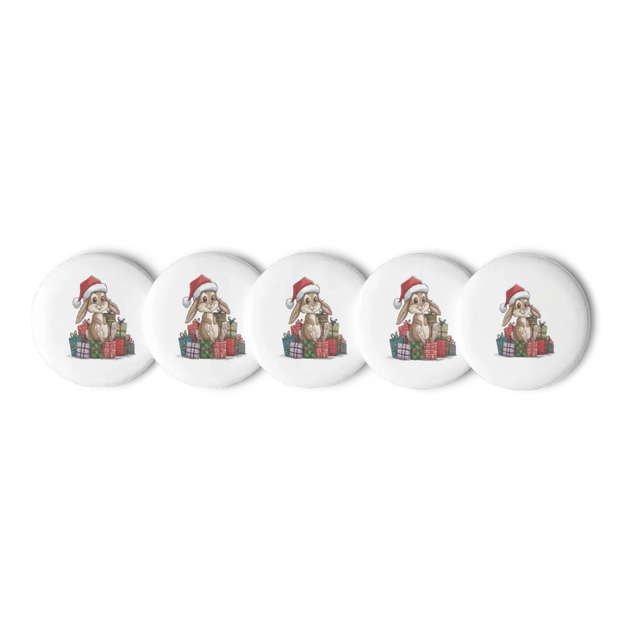 Santa Bunny white Set of Pin Buttons product image (2)