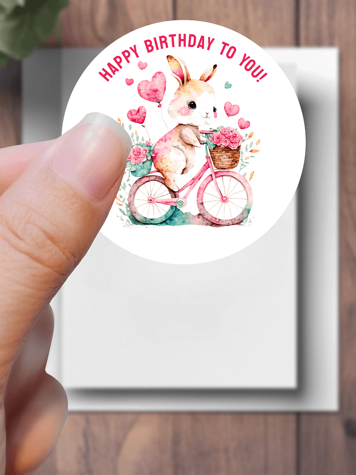 Birthday Greetings Bunny Riding a Pink Bike product image (1)
