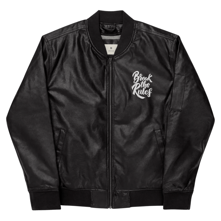 BREAK - Pixelated Portrait Faux Leather Bomber Jacket product image (9)