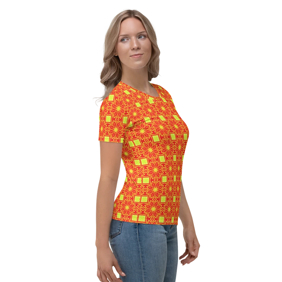 Abstract Repeating Orange Flower Ladies T Shirt product image (8)