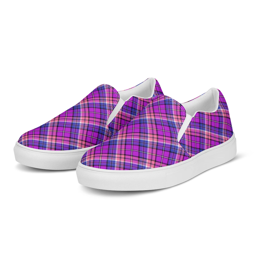 Bright Purple, Pink, and Blue Plaid Women's Slip-On Shoes product image (3)