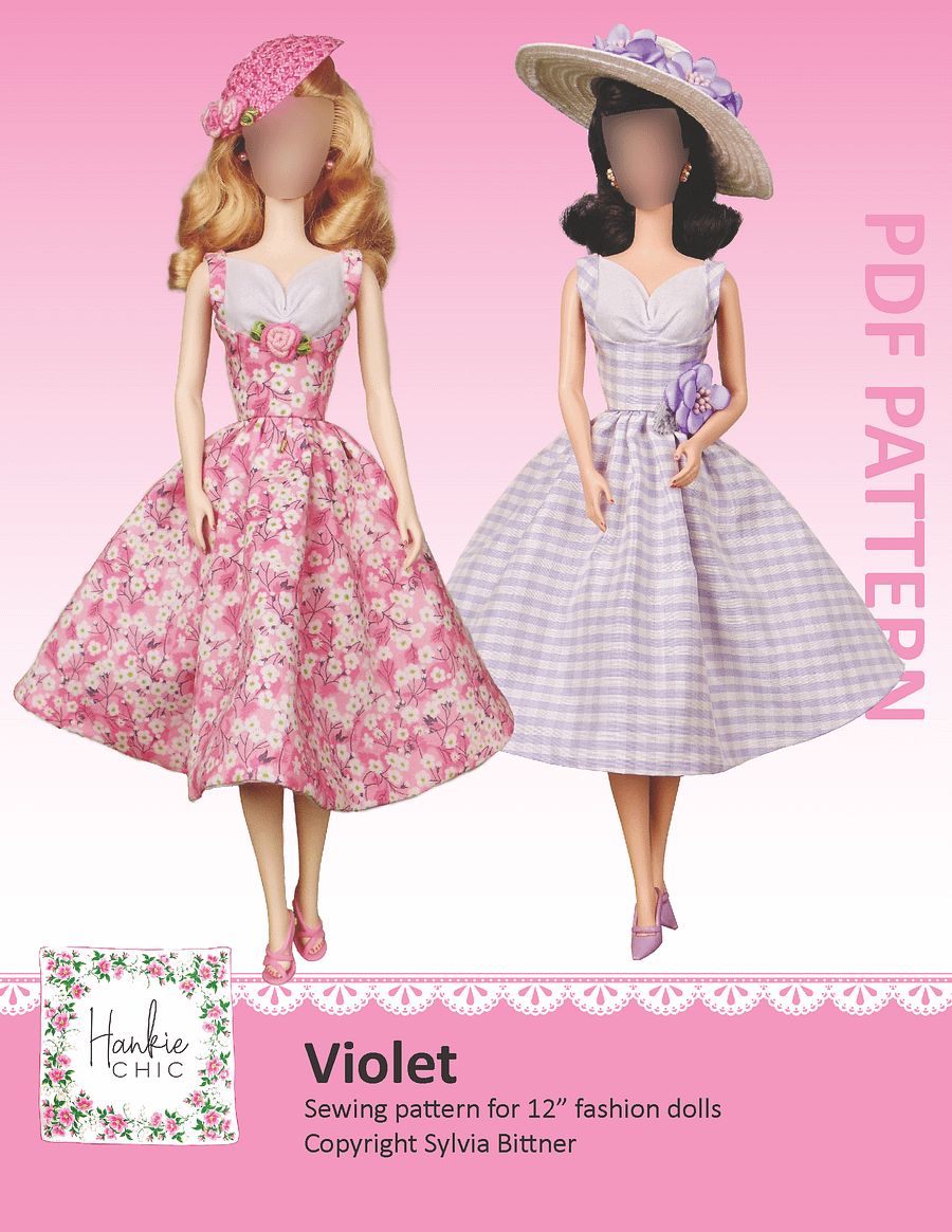 Violet sewing pattern for 12" fashion dolls product image (1)