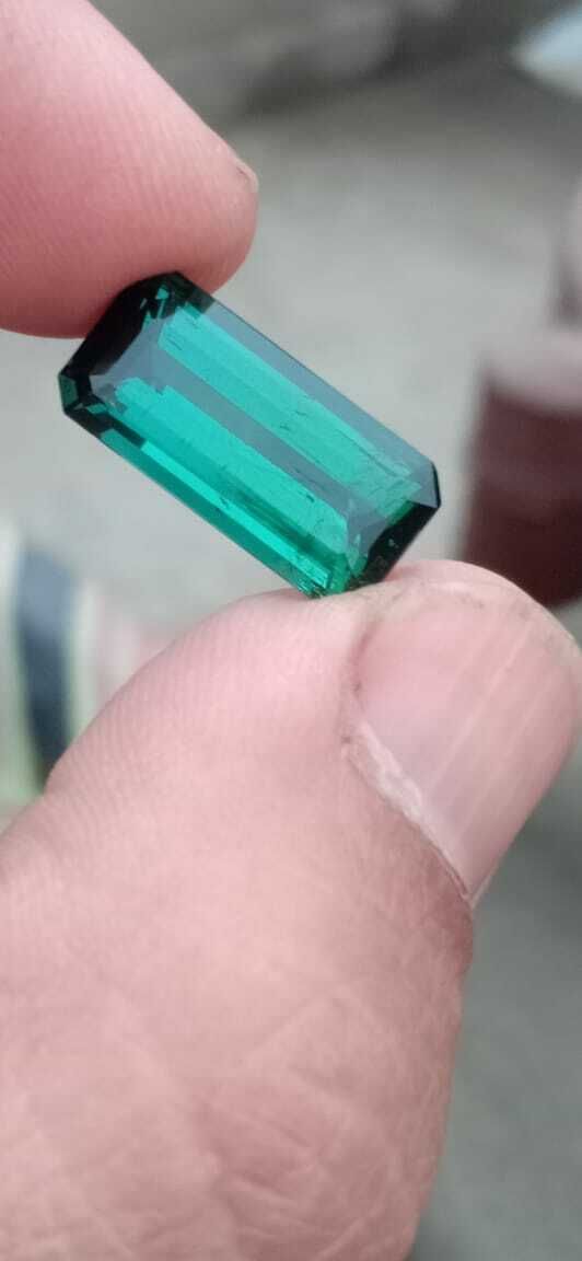 TOURMALINE GREEN/BLUE COLOR EMERALD CUT LOOSE GEMSTONE FROM AFGHANISTAN, 8 CARAT product image (9)