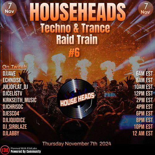 Tonight (Thursday) 9pm GMT I'm on stream number 4 this week on @twitch

Another 2 hours of trance bangers on the Househeads T...