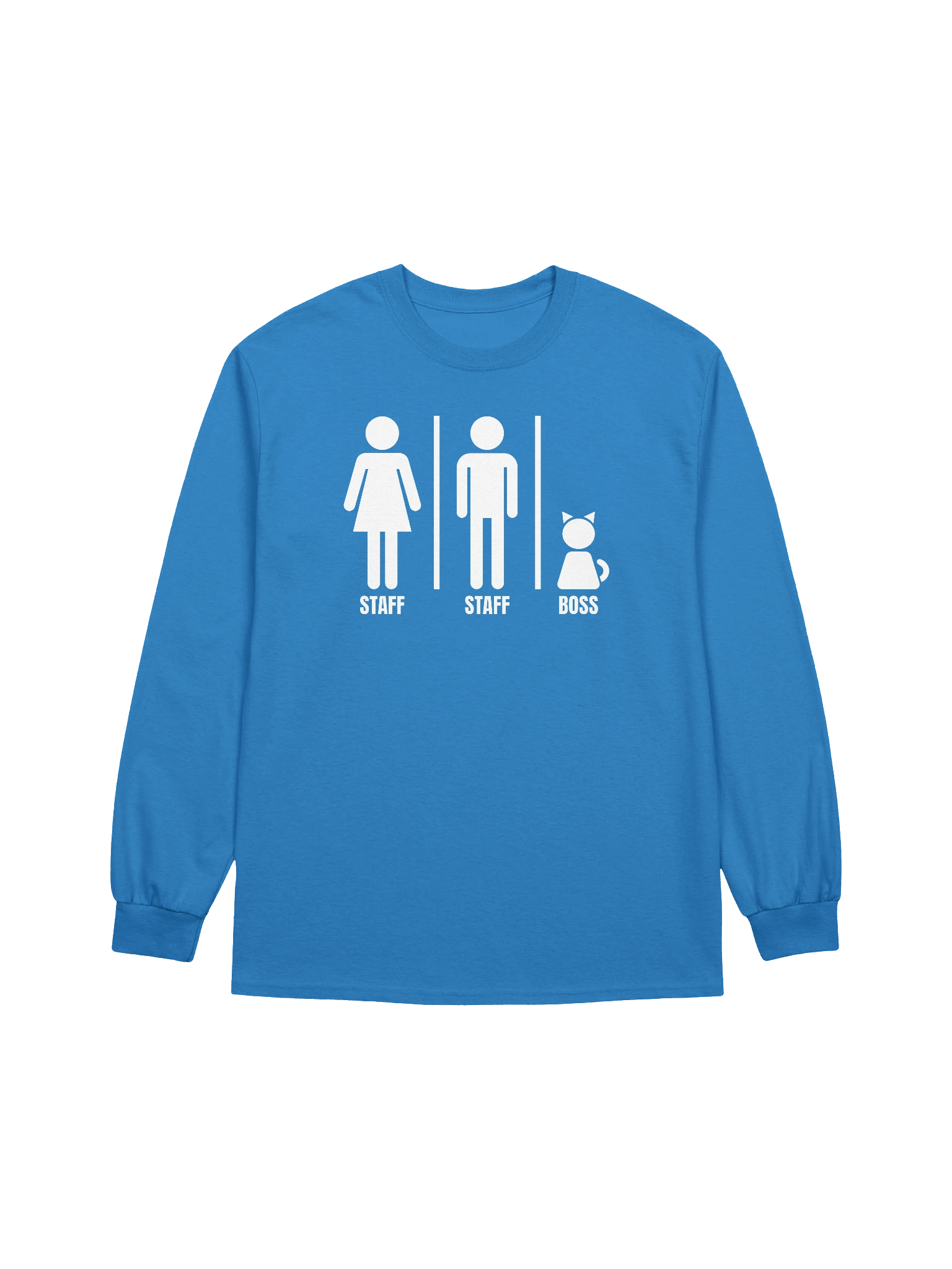 Bathroom Sign with Cat the Boss - Unisex Adult Long Sleeve T-shirt product image (1)