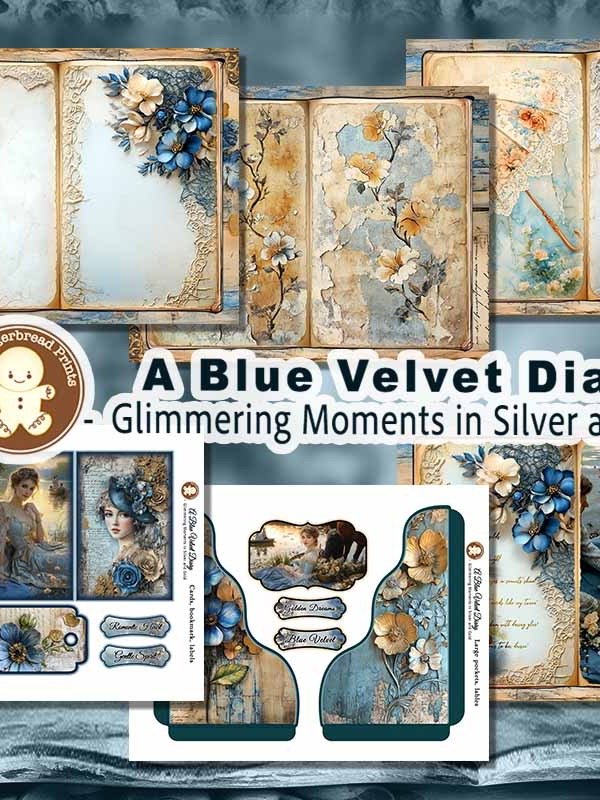 A Blue Velvet Diary Journal kit digital Download product image (8)