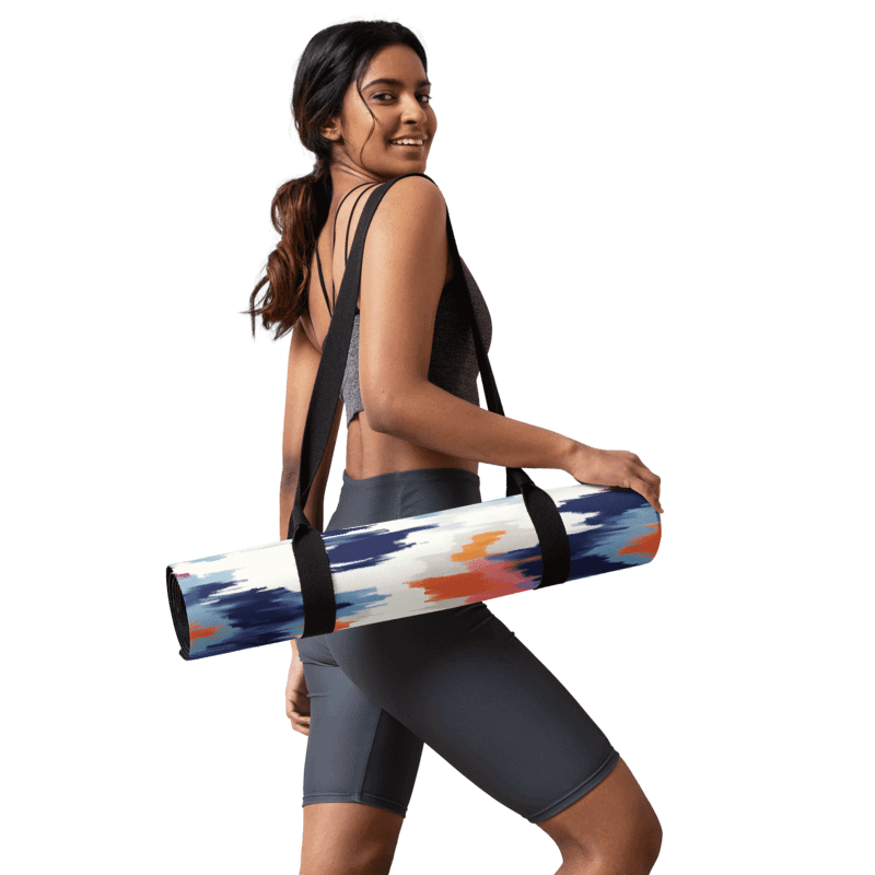 Abstract Ikat Blue Yoga Mat product image (6)