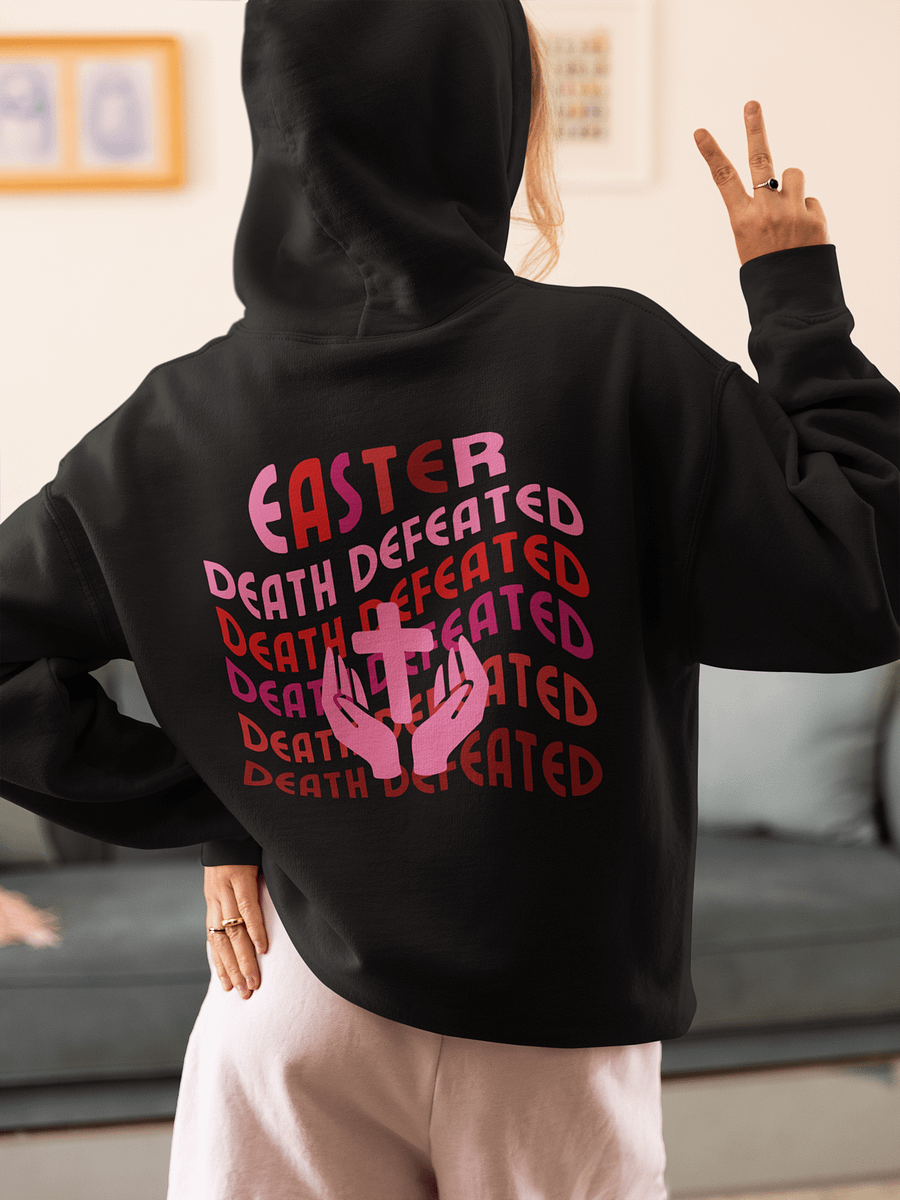 EASTER: Death Defeated Christian Gildan Hoodie - Front/Back. product image (2)
