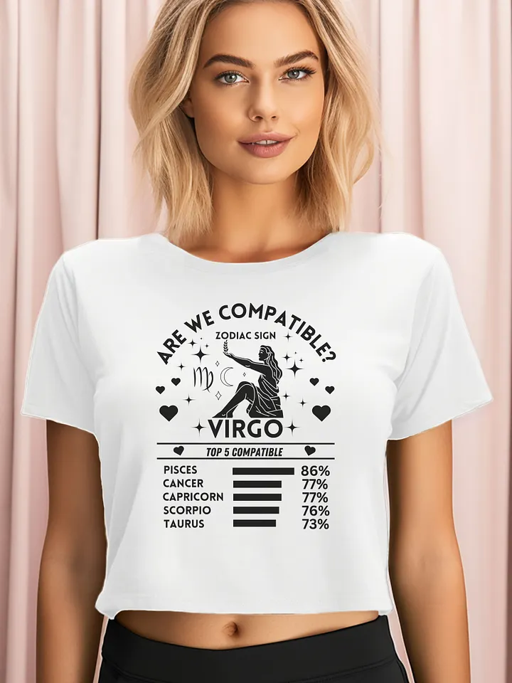 Virgo Zodiac Sign Romantic Compatibility - Light Colors - AS Colour Women's Premium Crop Top product image (1)