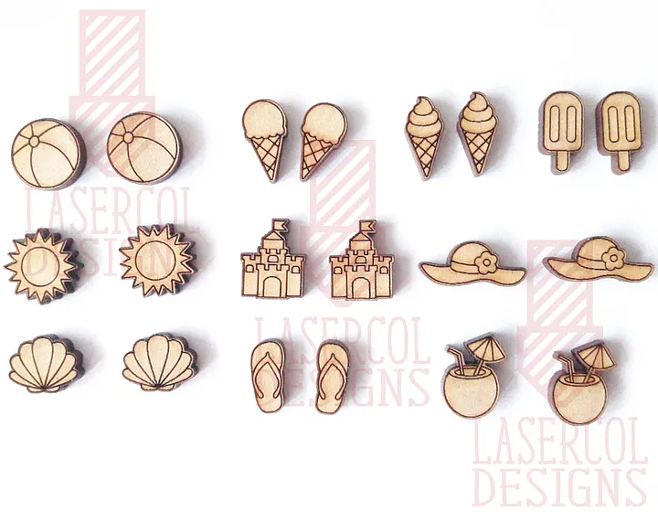 Summer Cut Outs and Stud Earrings - Laser Cut Files product image (2)