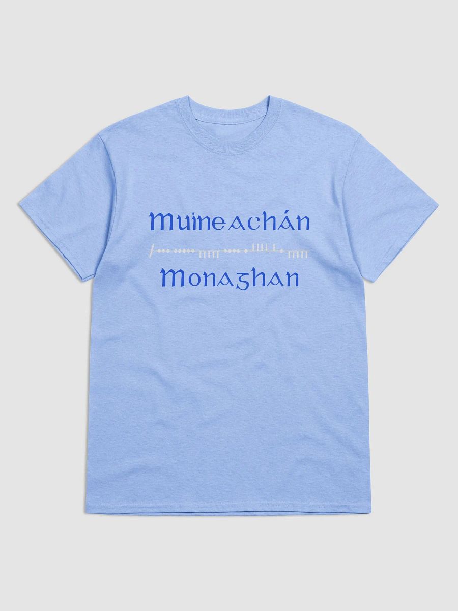 Monaghan/Muineachán Scholastic style Ogham printed T-shirt product image (67)