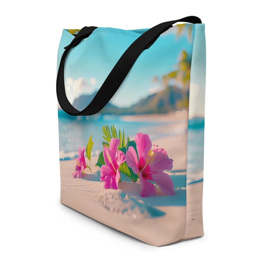 Tote Bag: Escape to Hawaii Beach Purple Hibiscus Flowers Floral Ocean Scene Design product image (4)