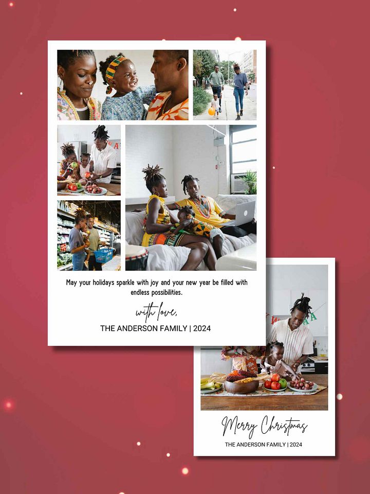 Modern Minimalist Photo Collage Holiday Card | Digital Canva Template product image (1)