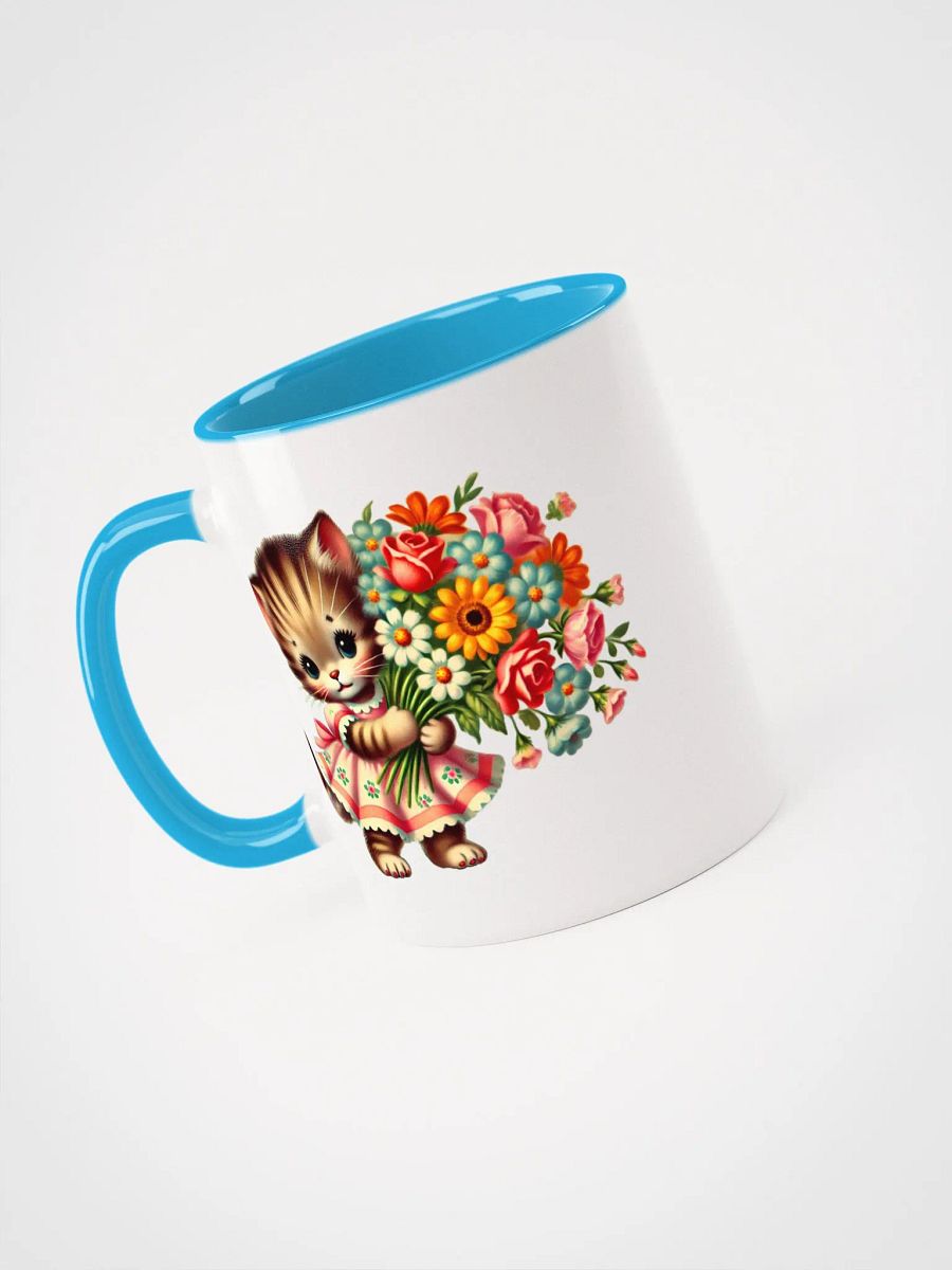 Adorable Kitten with Flower Bouquet Colorful Ceramic Mug product image (13)