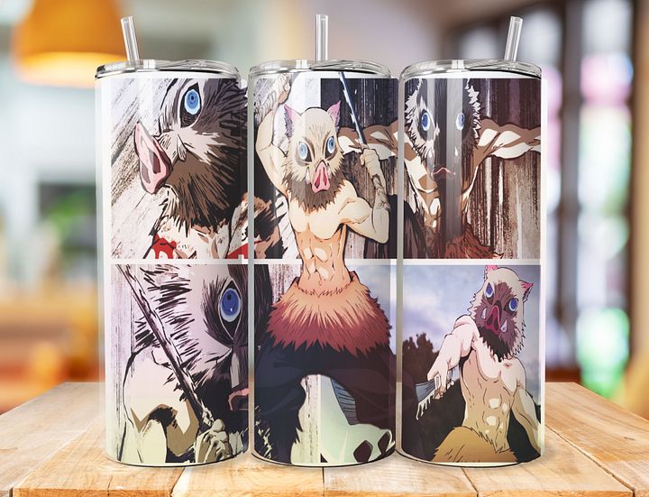 Inosuke Hashibira 20 oz Stainless Steel Tumbler – Demon Slayer Boar Warrior Design product image (1)