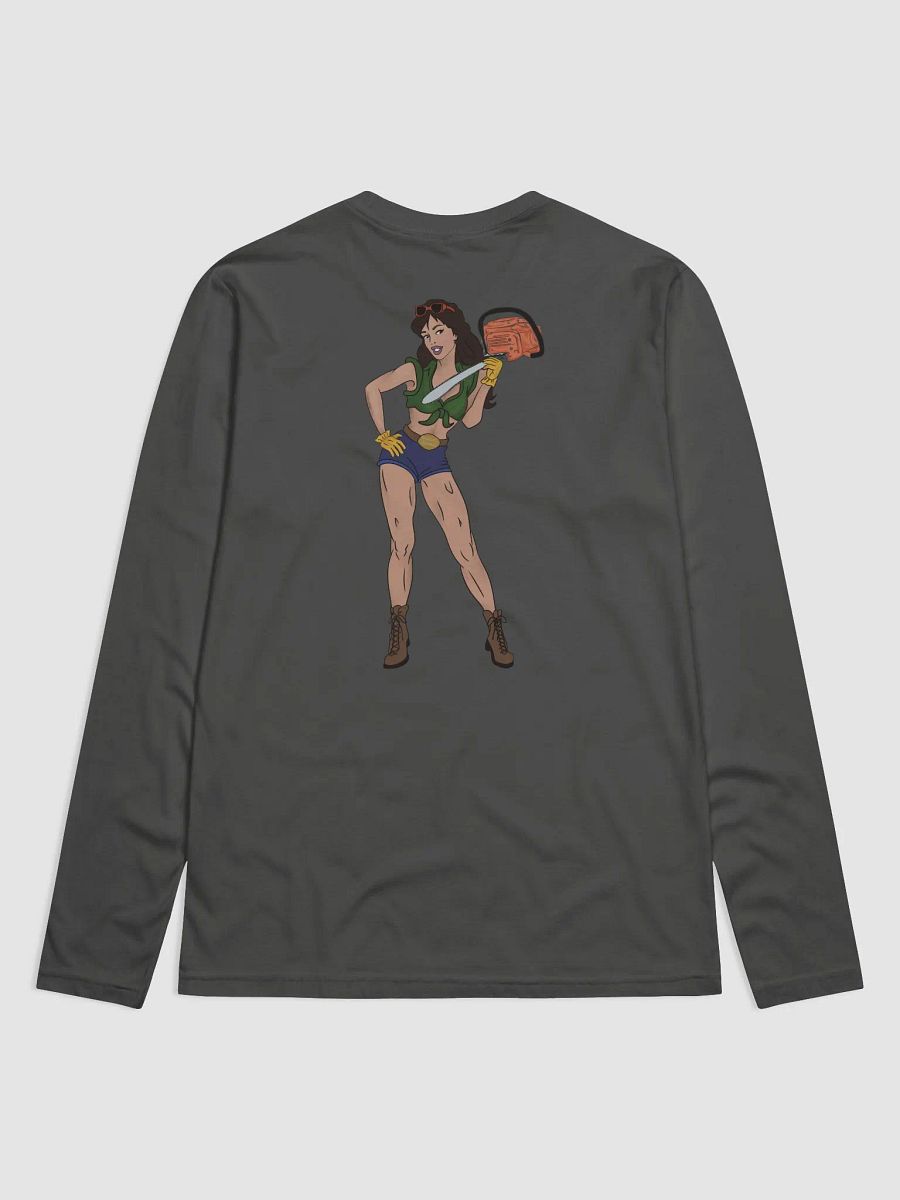 Brunette Chainsaw Betty Pinup Fitted Long Sleeve Crew Neck Shirt product image (4)