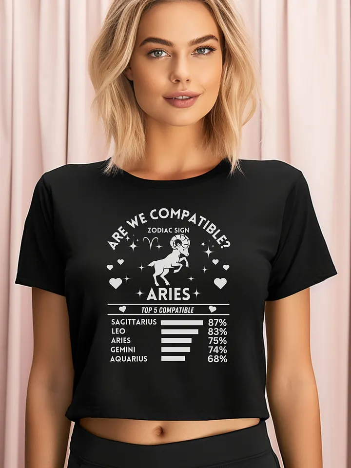 Aries Zodiac Sign Romantic Compatibility - AS Colour Women's Premium Crop Top product image (1)