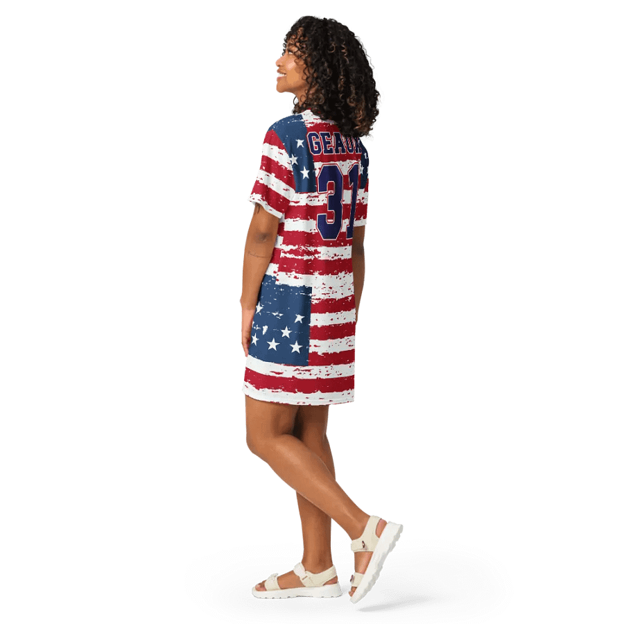 Geaux 31 (On Back) - Vintage Flag Pattern Patriots T-Shirt Dress product image (11)