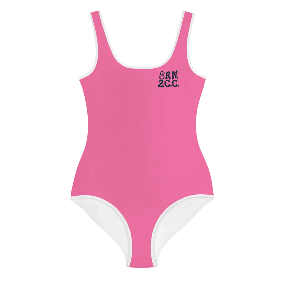 💖Girls' | Youth | Pink Power Wave | BRN.2C.C.™ | Swimsuit 👙| Navy Blue Logos product image (2)