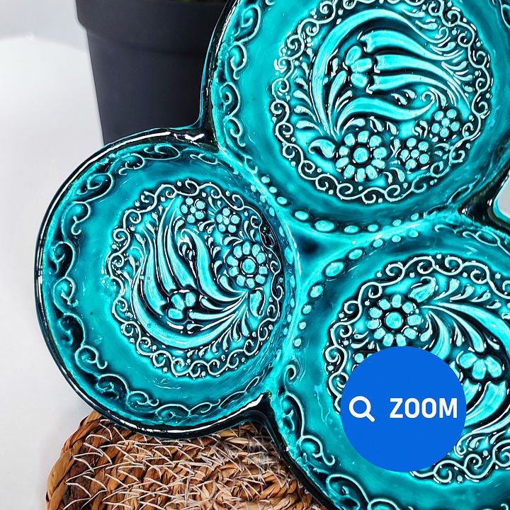 Ceramic snack dish, turquoise/green/emerald — handmade pottery product image (2)