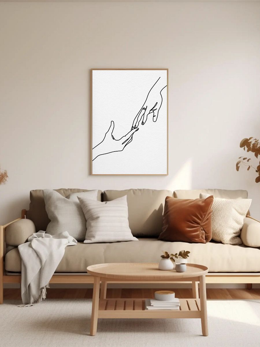 Minimalist Line Art of Hands - Modern Black and White Wall Art, Romantic Couple Decor, Elegant Abstract Print, Minimalist Home Decor product image (2)