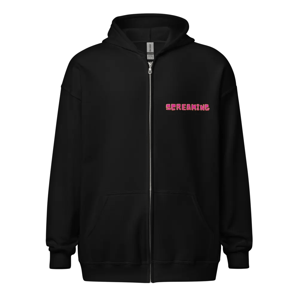 Screaming Cockatoo With Text on the Front Classic Zip Hoodie Multicolor product image (1)