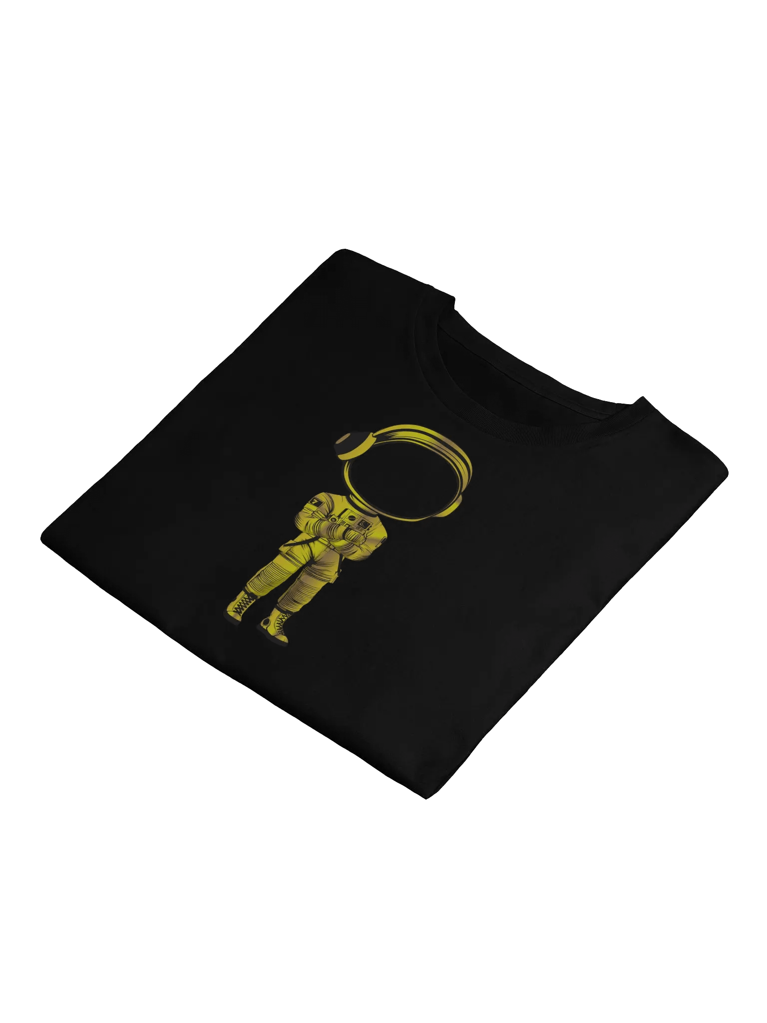 Ladies black cropped tee shirt with Gold Astronaut front product image (4)