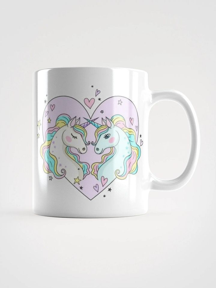 White Glossy Mug Cute Horses product image (1)