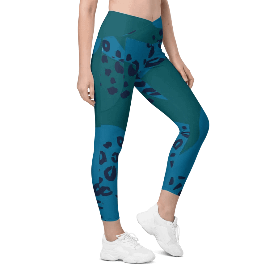 Flowing Teal Camo Leggings with Pockets product image (5)