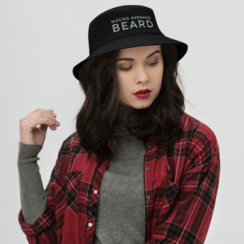 Nacho Average Beard Black Bucket Hat (Grey Embroidery) product image (4)