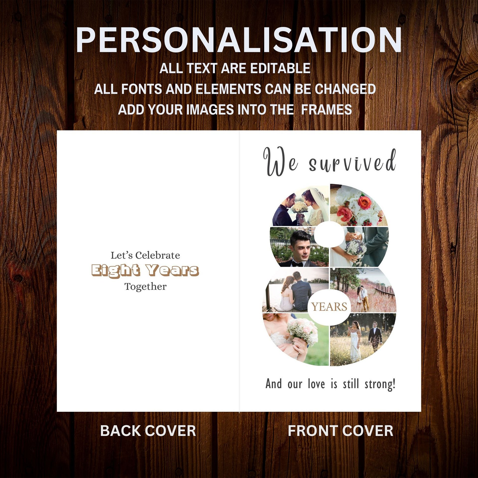 8 Year Anniversary Photo Card Editable Canva Template product image (6)