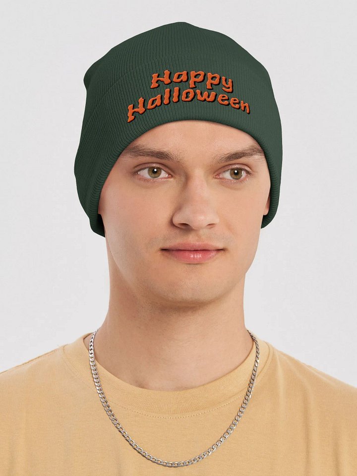 Happy Halloween Embroidered Knit Beanie product image (2)