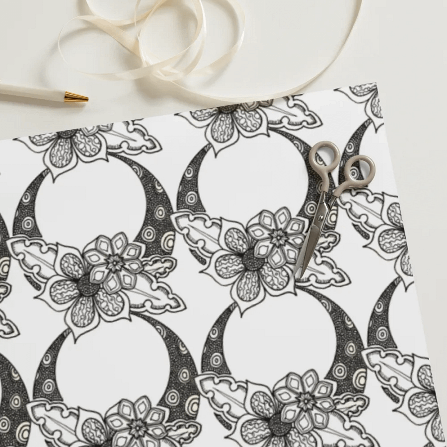 Monochrome Floral Moon Wrapping Paper Set product image (11)