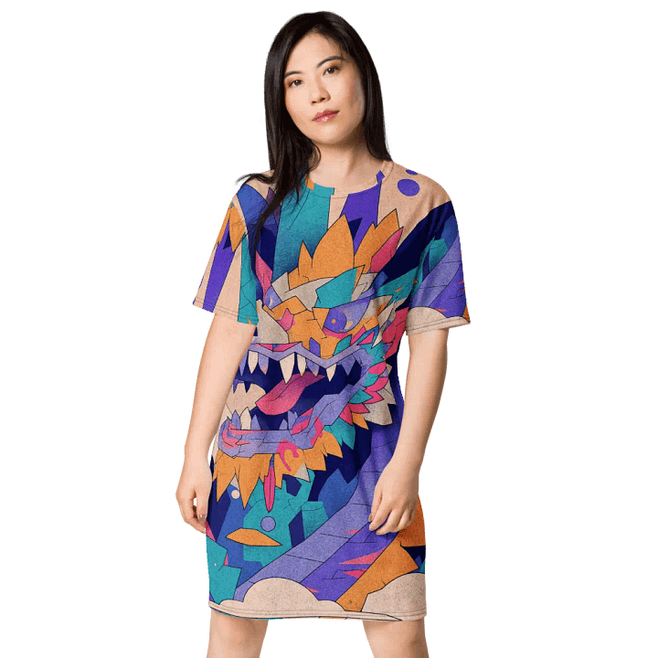 Geometric Dragon All-Over T-Shirt Dress product image (1)