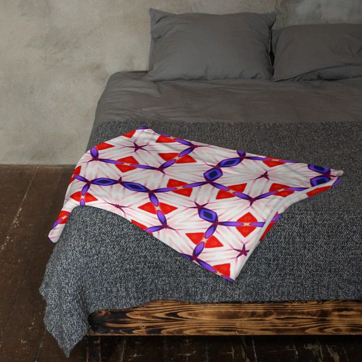 Red White & Blue Floral Throw Blanket product image (2)