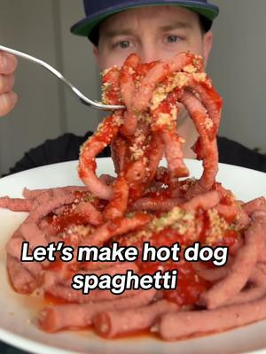 The nice thing about hot dog spaghetti is that you’re getting hot dogs in spaghetti form