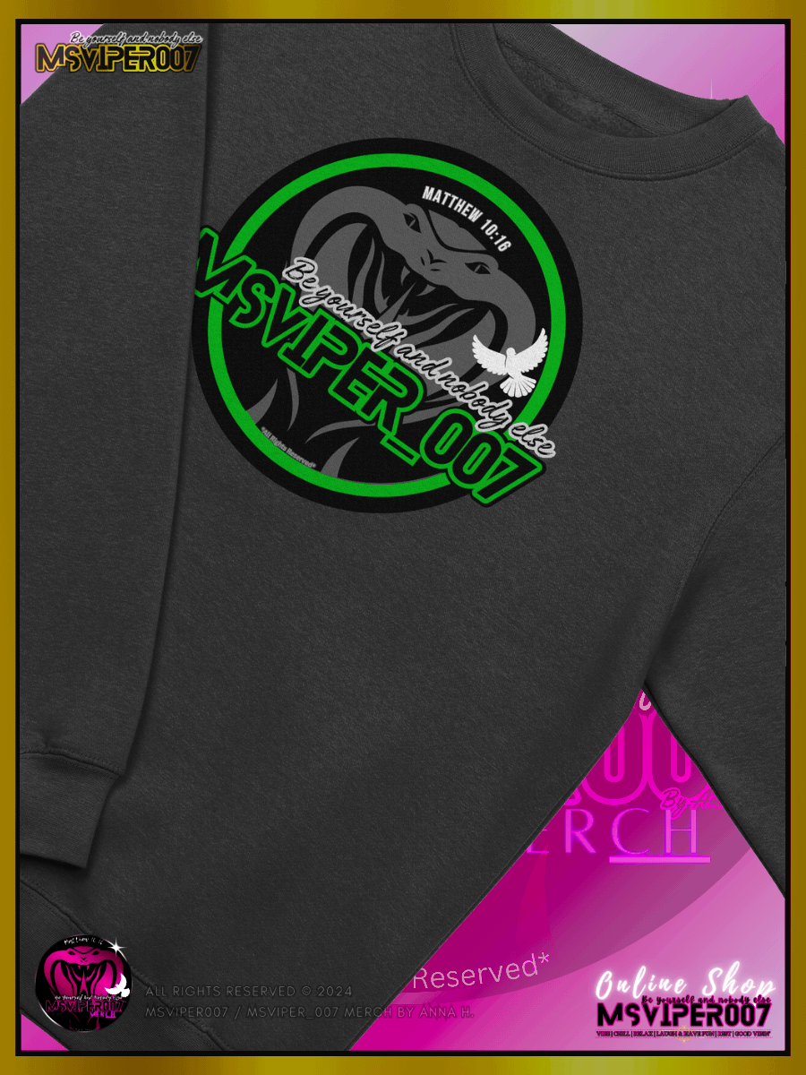 Sweatshirt - "MsViper_007™ Brand Classic" [green/blk emblem] - Streetwear/Cozy Sweatshirt By Anna H. product image (3)