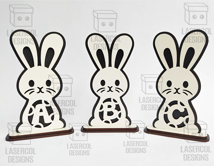 Easter Bunny Monogram Set 1 (3 Sizes) - Laser Cut Files product image (2)