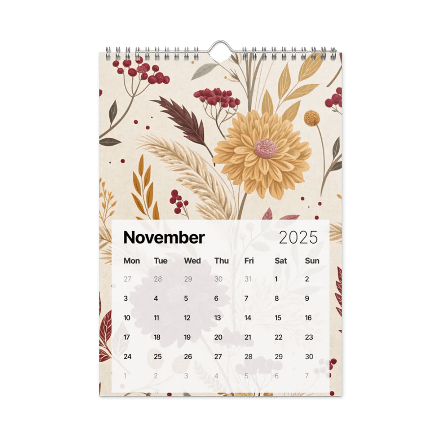 SEAMLESS FLORAL PATTERN WALL CALENDAR 2025 product image (11)