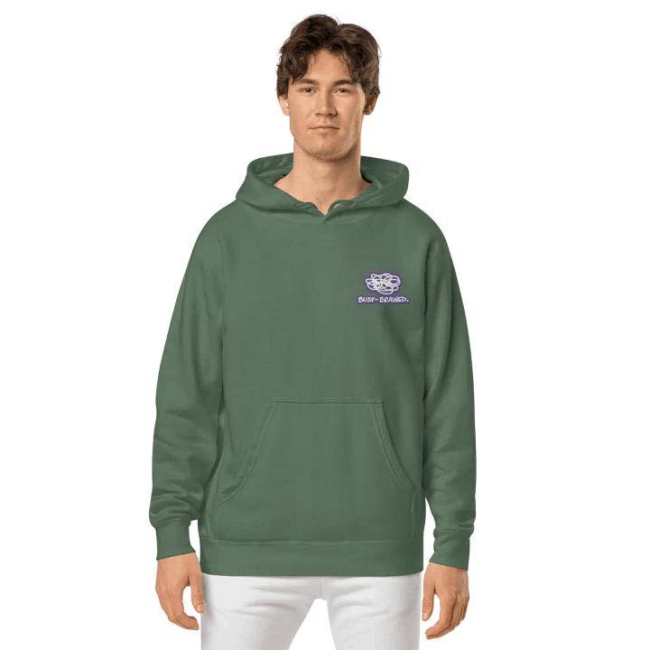 BUSY-BRAINED (L.C. purple bubble design 2) embroidered pigment hoodie product image (13)