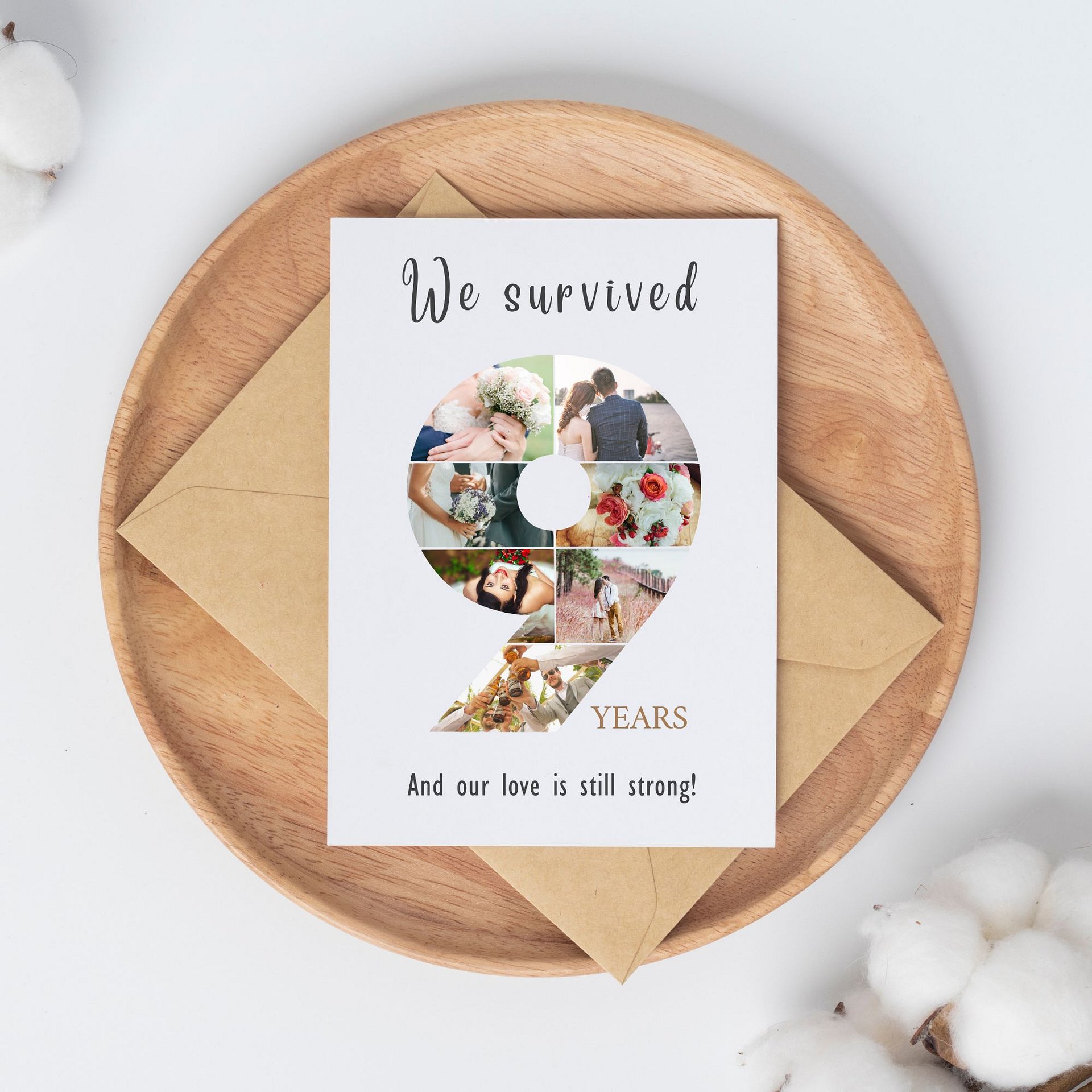 9 Year Anniversary Photo Card Editable Canva Template product image (4)