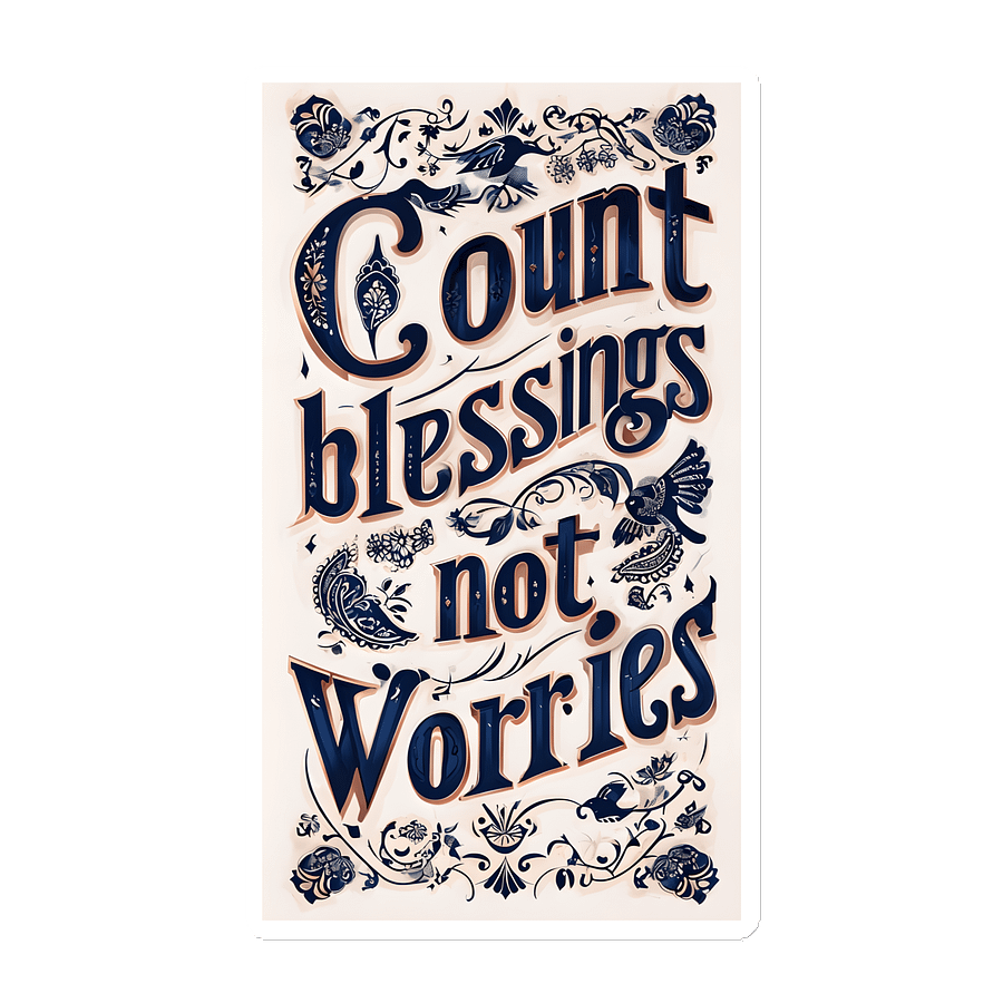 Count Blessings, Not Worries – Inspirational Typography Magnet product image (1)