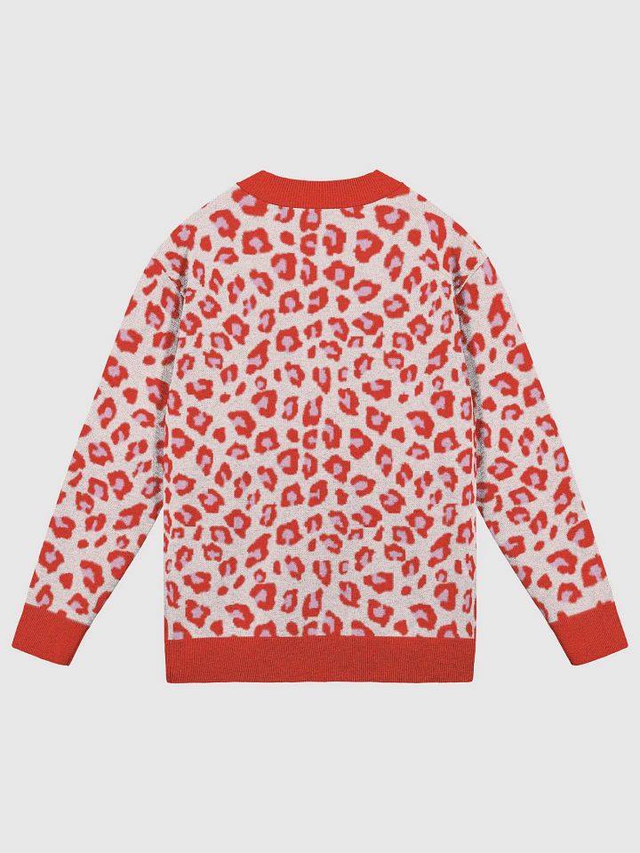 Leopard Print Red and Pink Cardigan product image (2)