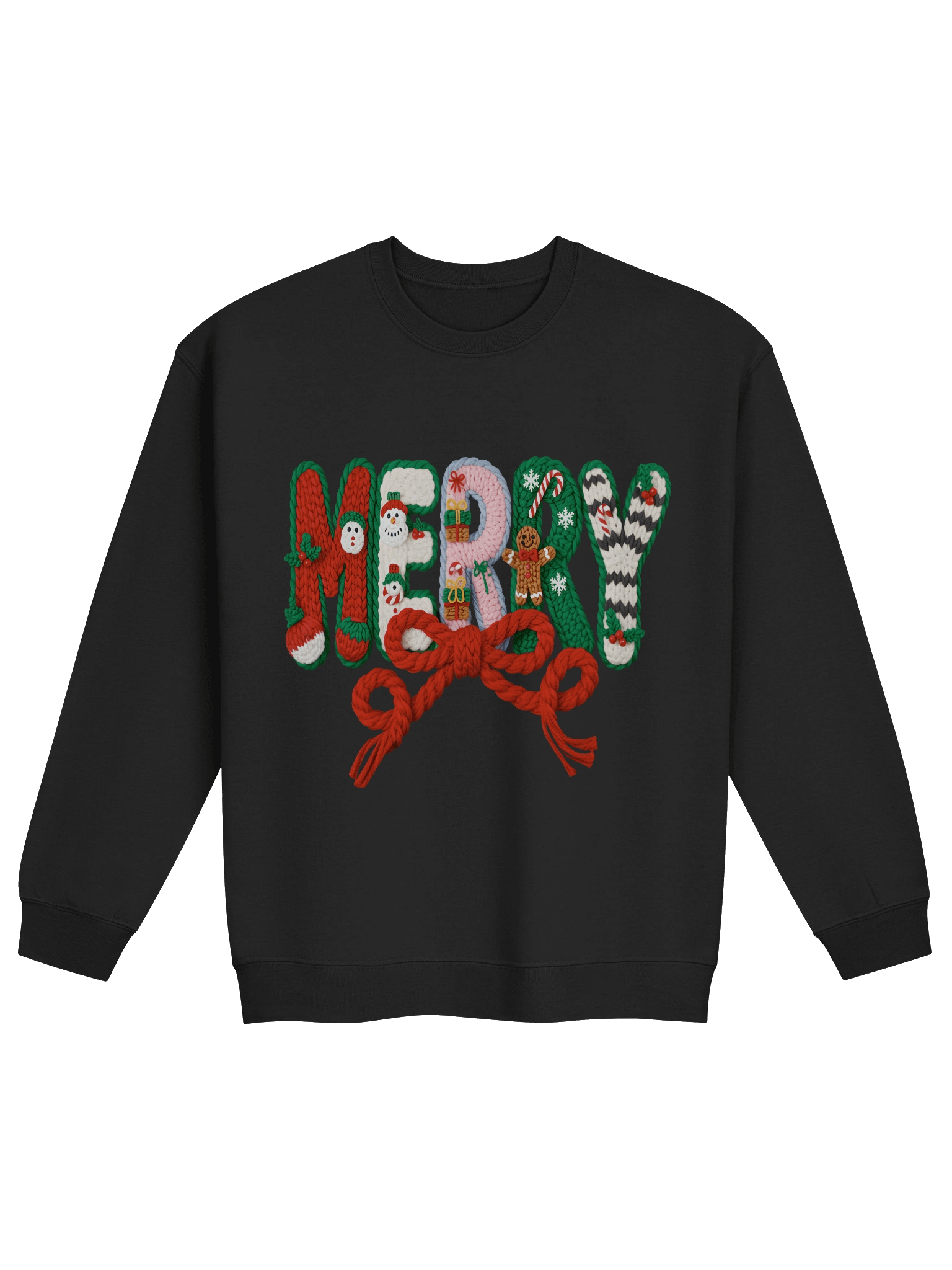 Faux Crochet Graphic Print | Merry Crewneck Sweatshirt product image (2)