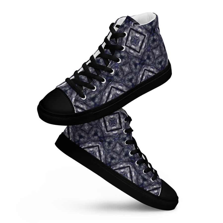 Abstract Dark Monochrome Diamond Men's Black Toe Canvas Shoe High Tops product image (8)