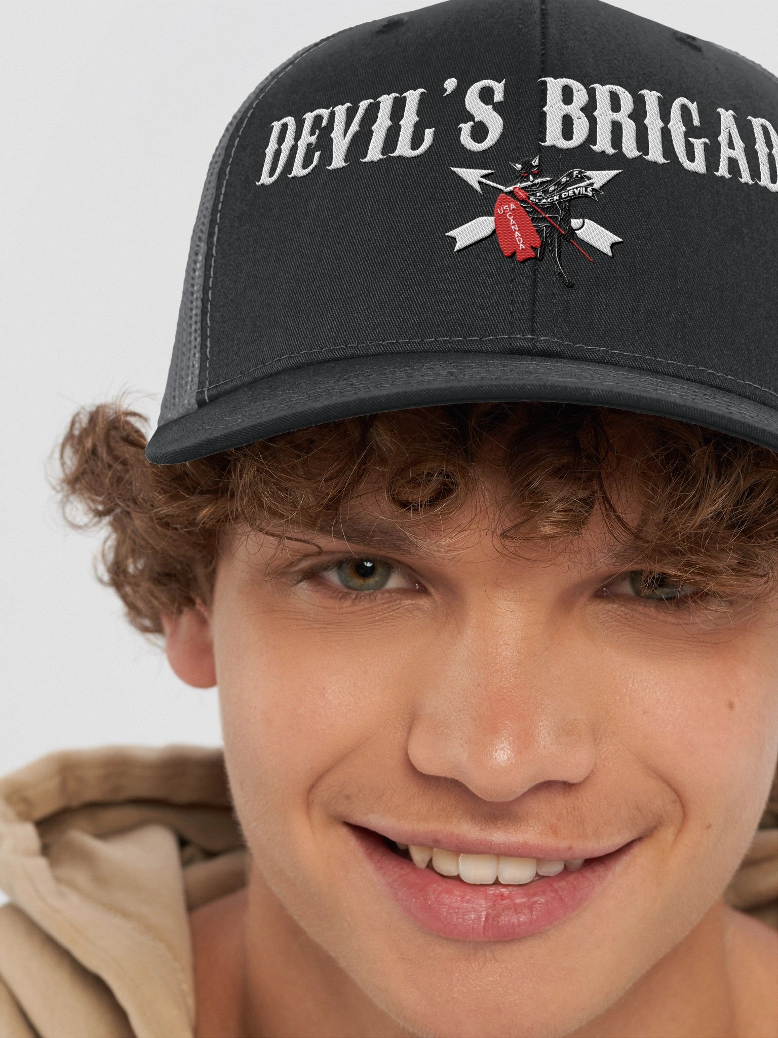 Devil's Brigade Trucker Hat, Text & Image Front product image (24)