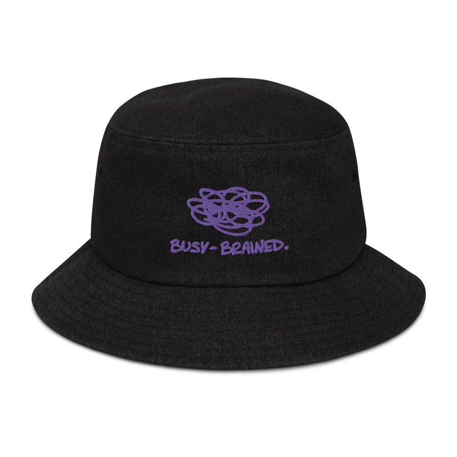 BUSY-BRAINED (purple) embroidered denim bucket hat product image (1)