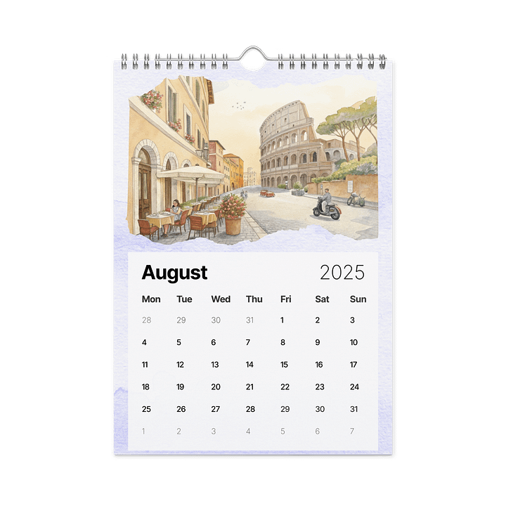 WORLD CAPITALS WATERCOLOR WALL CALENDAR 2026 product image (2)