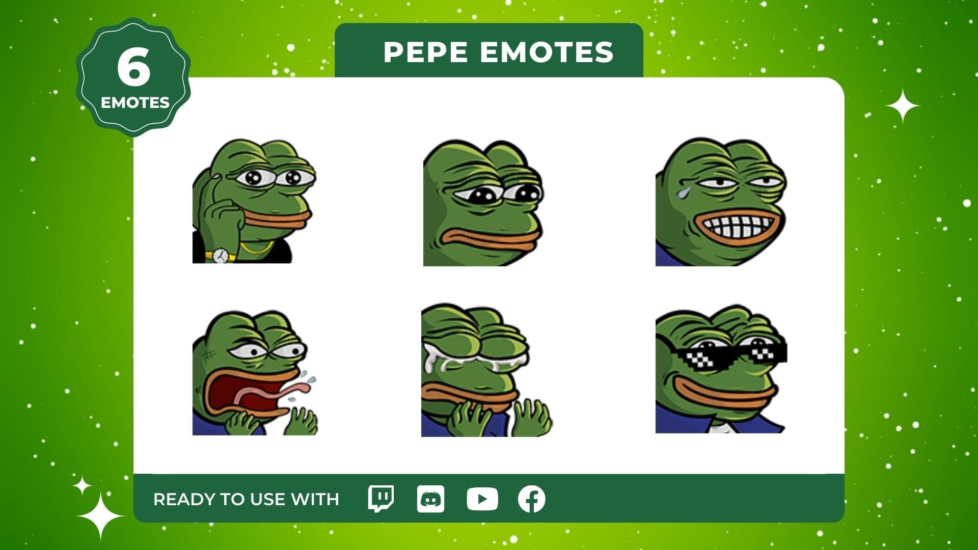 Pepe Twitch Emotes 6-Pack product image (1)